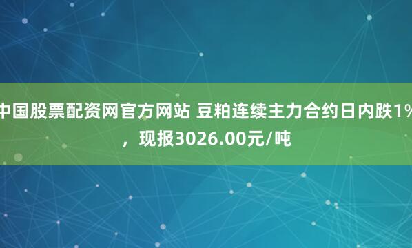中国股票配资网官方网站 豆粕连续主力合约日内跌1%，现报3026.00元/吨